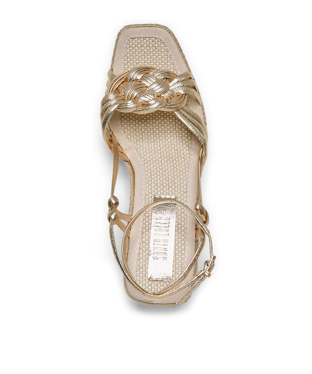 Sandália Espadrilhe Santa Lolla Dourada Metalizada Trançada