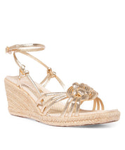 Sandália Espadrilhe Santa Lolla Dourada Metalizada Trançada