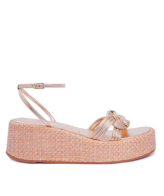 Sandália Espadrilhe Santa Lolla Dourada Metalizada