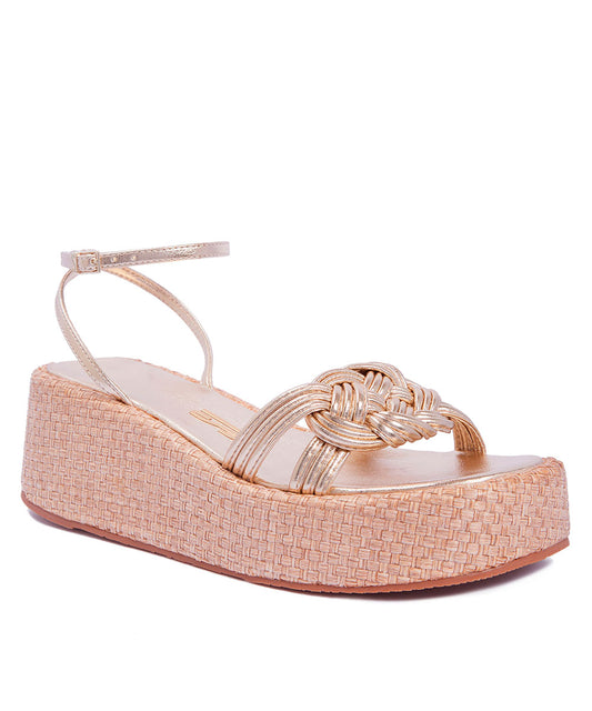 Sandália Espadrilhe Santa Lolla Dourada Metalizada