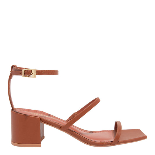 Sandália Marrom Santa Lolla Couro Confort Salto Bloco