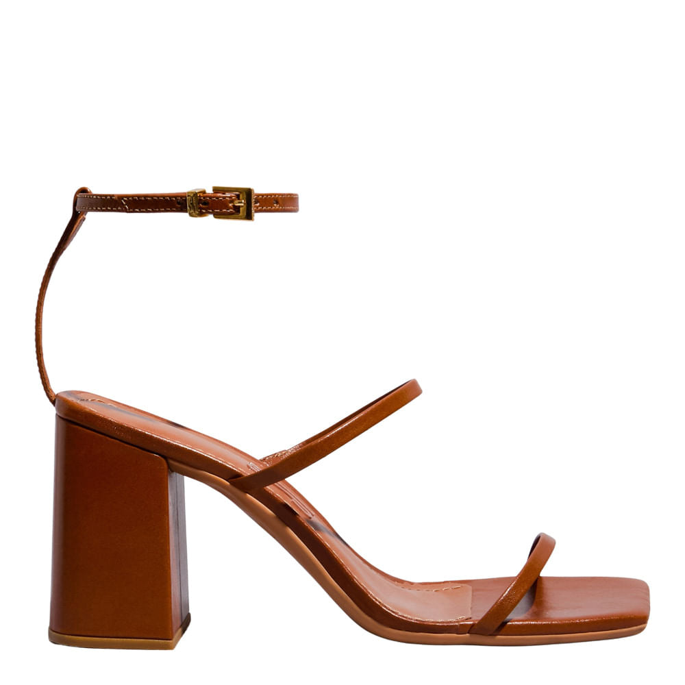 Sandália Marrom Santa Lolla Tiras Salto Bloco 