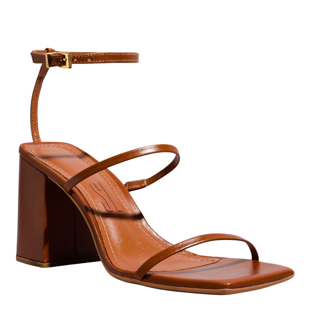 Sandália Marrom Santa Lolla Tiras Salto Bloco 