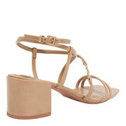 Sandália Nude Santa Lolla Verniz Glossy Salto Bloco Baixo