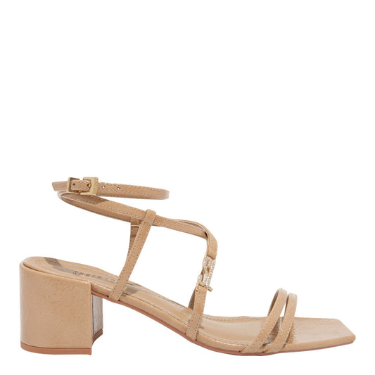 Sandália Nude Santa Lolla Verniz Glossy Salto Bloco Baixo