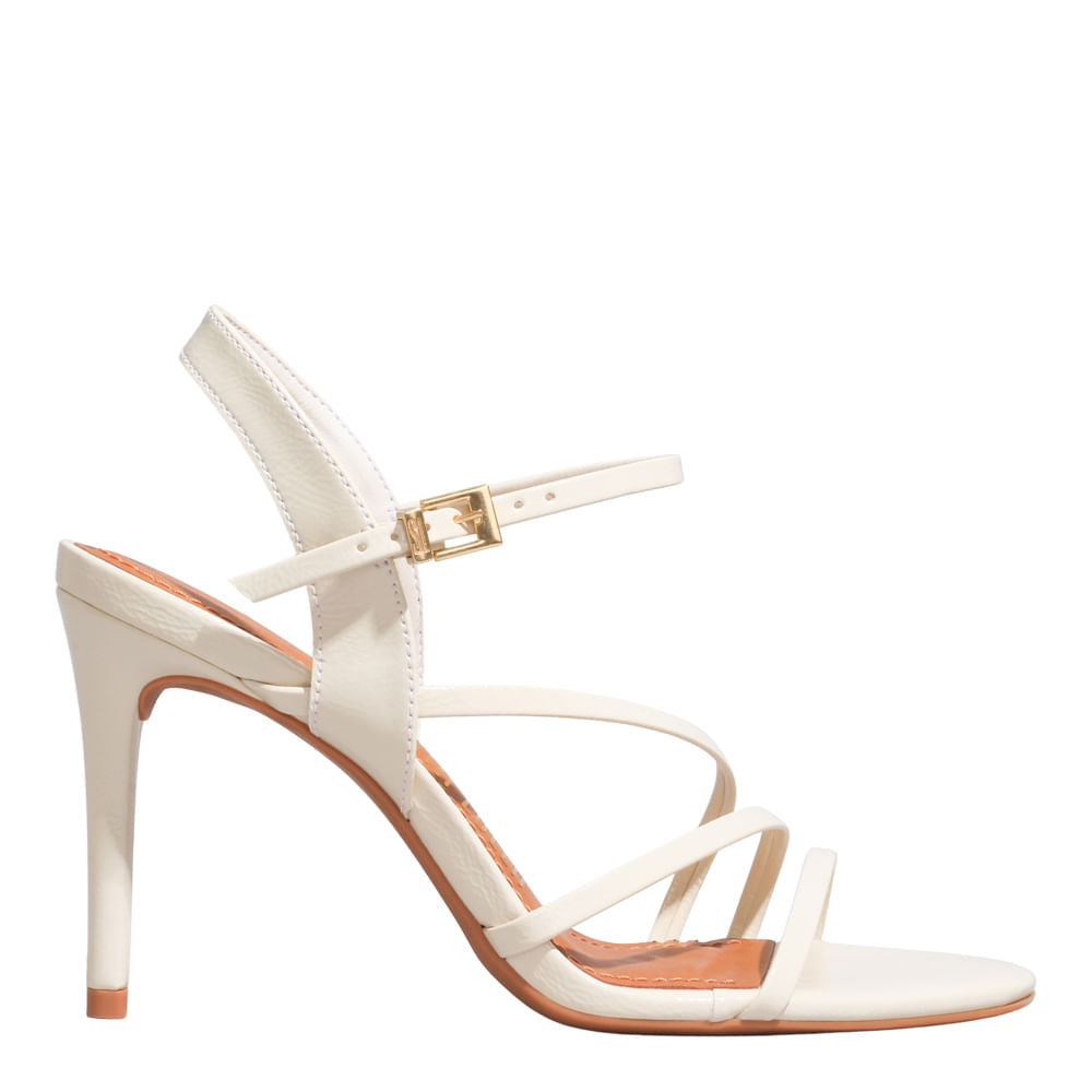 Sandália Off White Salto Fino Santa Lolla Verniz