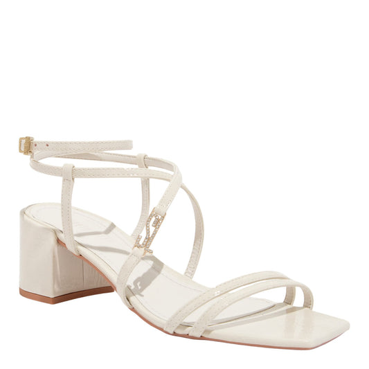 Sandália Off White Santa Lolla Verniz Glossy Salto Bloco Baixo