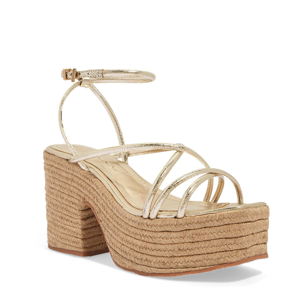Sandália Plataforma Dourada Santa Lolla Salto Corda
