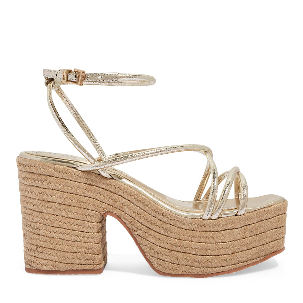 Sandália Plataforma Dourada Santa Lolla Salto Corda - Main Image