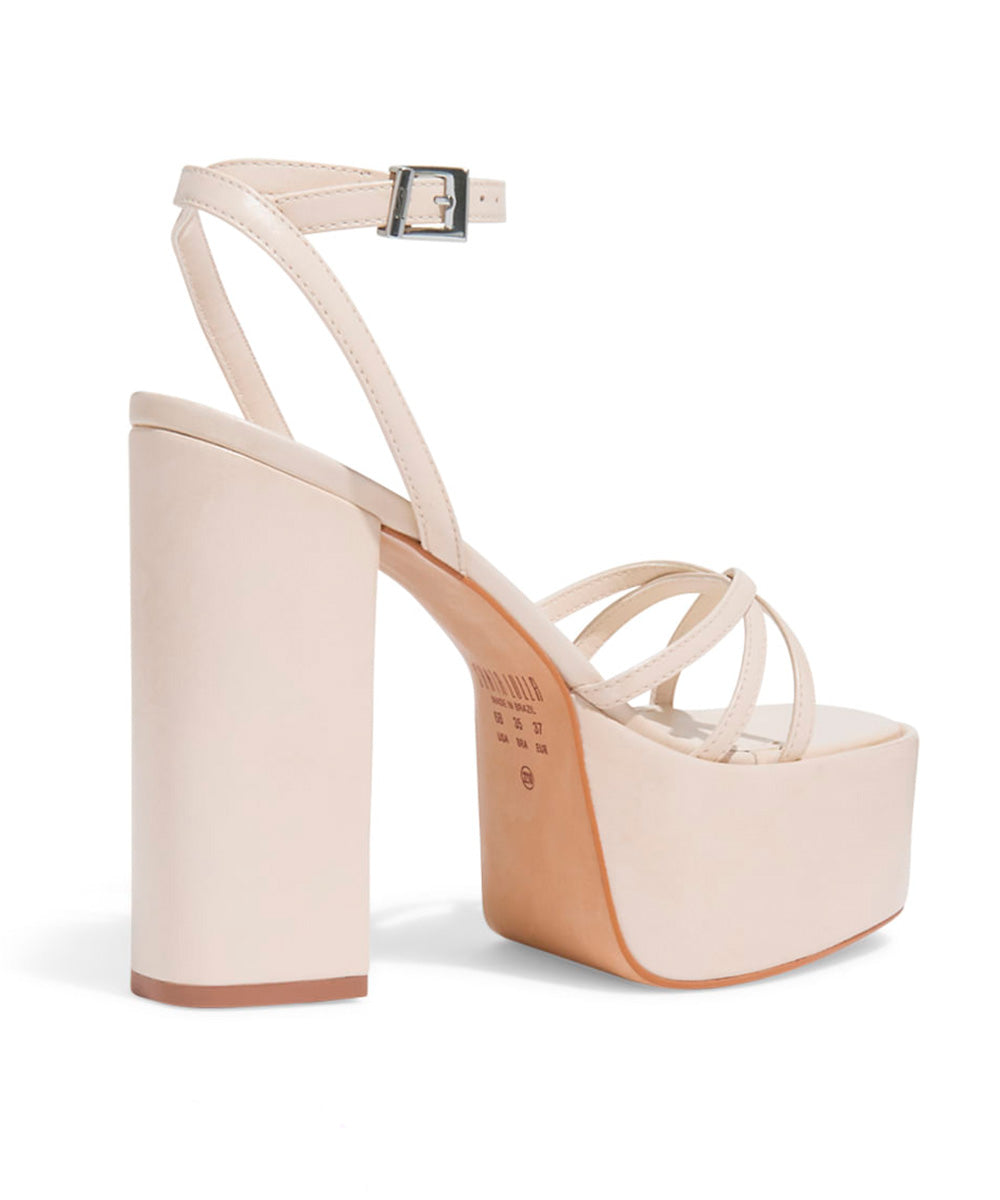 Sandália Plataforma Santa Lolla Alto Tiras Finas Off White