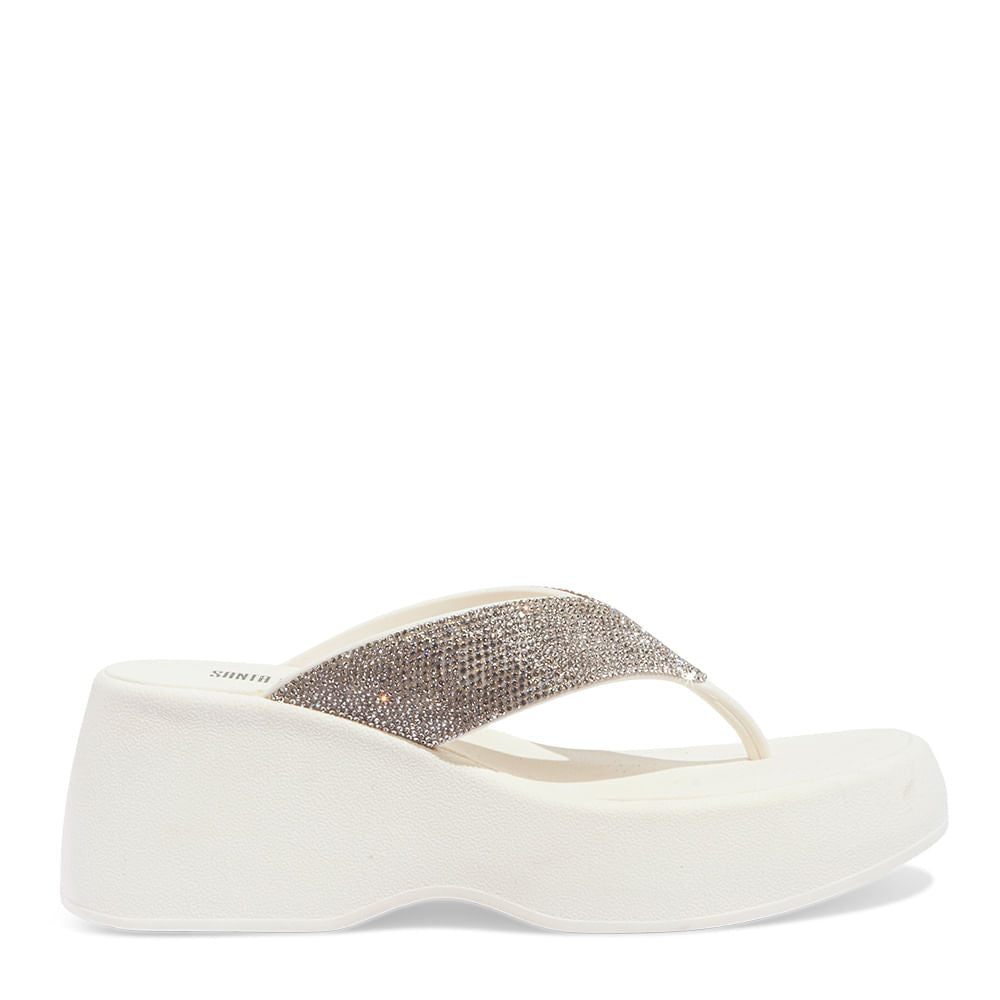 Sandália Plataforma Santa Lolla Branca Strass