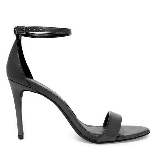 Sandália Preta Salto Alto Fino Santa Lolla Couro