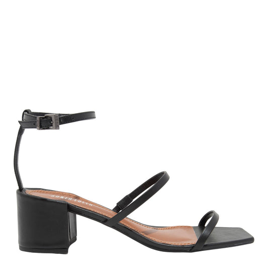 Sandália Preta Santa Lolla Couro Confort Salto Bloco