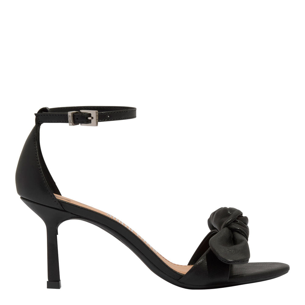 Sandália Preta Santa Lolla Salto Alto Fino Laço