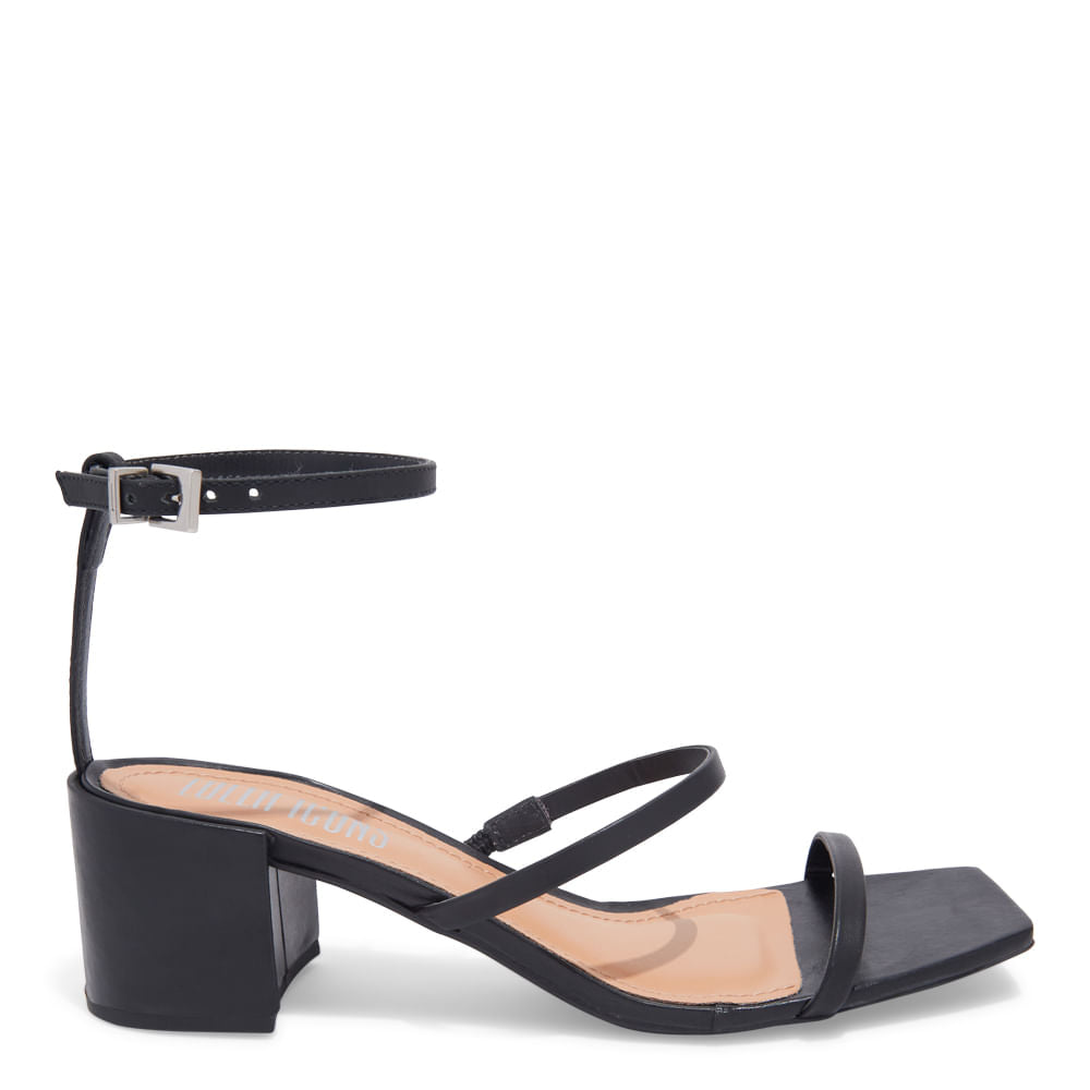 Sandália Preta Santa Lolla Salto Bloco Médio 