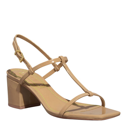 Sandália Salto Bloco Bege Verniz Santa Lolla