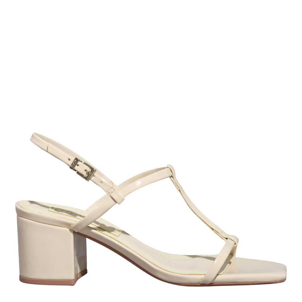 Sandália Salto Bloco Off White Verniz Santa Lolla