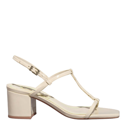 Sandália Salto Bloco Off White Verniz Santa Lolla