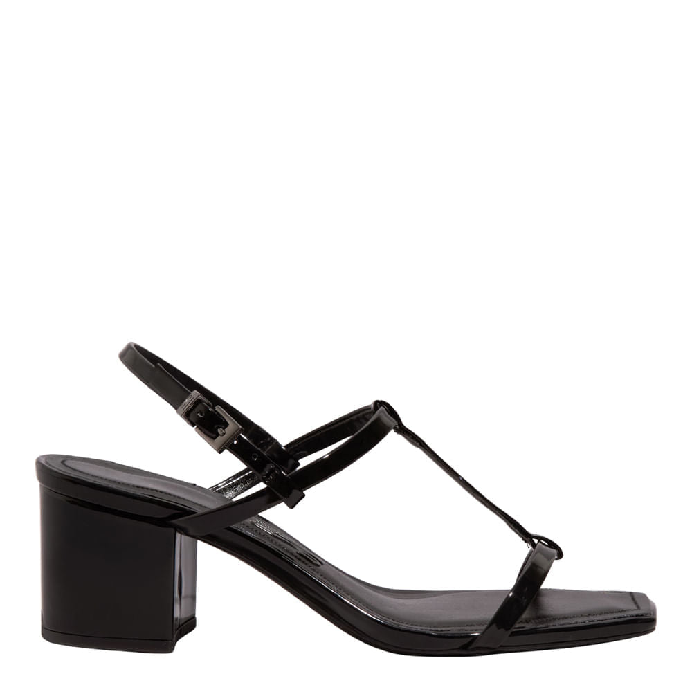 NONEJACK　LAGO OPENROAD Sandália Salto Bloco Preta Santa Lolla Verniz - Elegância e