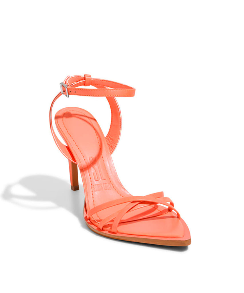 Sandália Santa Lolla Acerola Couro Salto Fino Alto