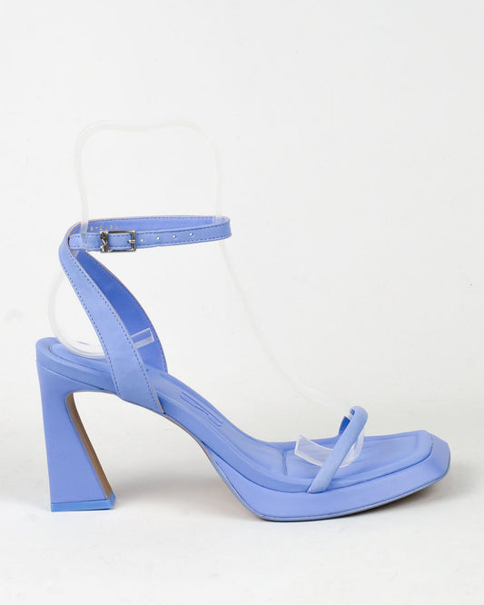 Sandália Santa Lolla Azul Maresia Couro Salto Invertido