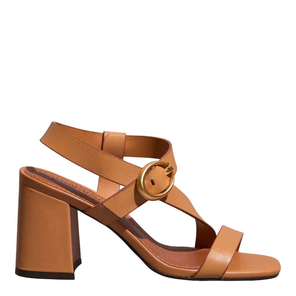 Sandália Santa Lolla Bege Bege Salto Bloco