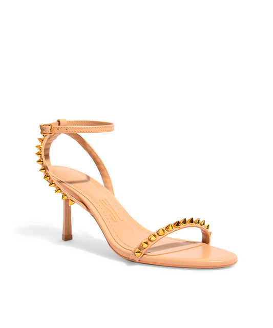 Sandália Santa Lolla Bege Salto Baixo Tira Spikes