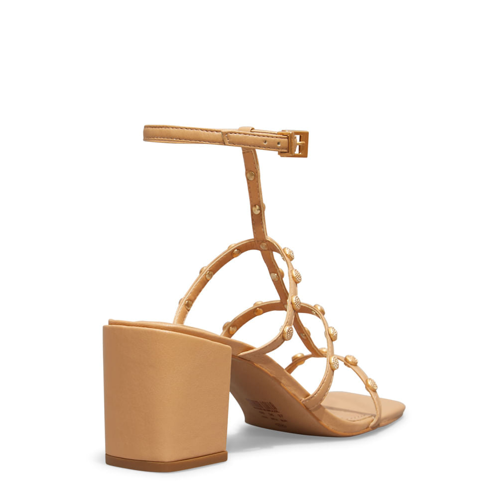 Sandália Santa Lolla Bege Tachas Salto Bloco