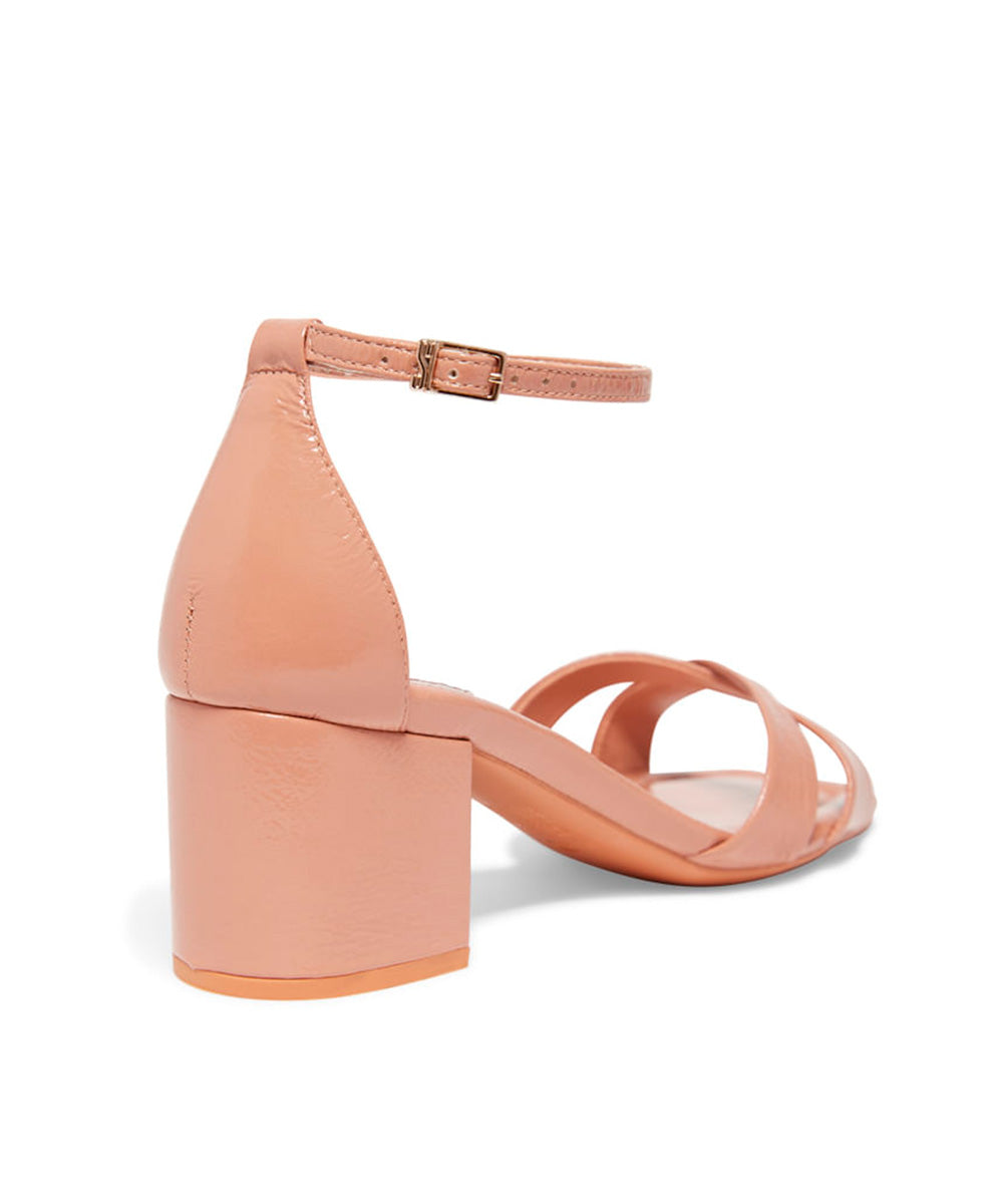 Sandália Santa Lolla Bege Verniz Salto Bloco