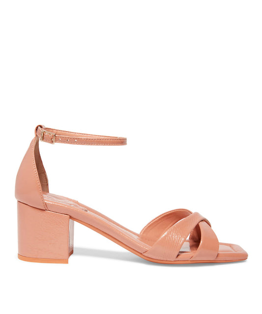 Sandália Santa Lolla Bege Verniz Salto Bloco