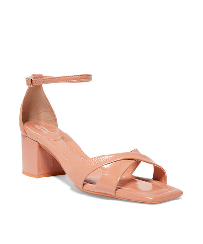 Sandália Santa Lolla Bege Verniz Salto Bloco