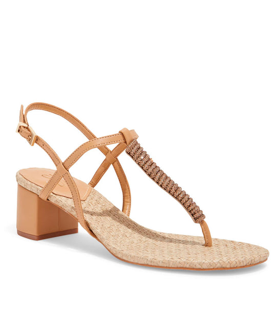 Sandália Santa Lolla Bico Redondo Brilhos Bege