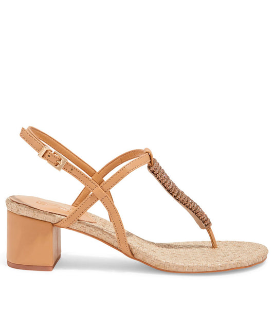 Sandália Santa Lolla Bico Redondo Brilhos Bege