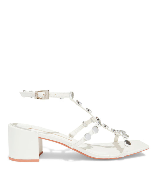 Sandália Santa Lolla Branca Bico Quadrado Salto Bloco