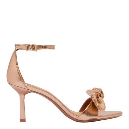 Sandália Santa Lolla Bronze Metalizada Salto Fino Alto Laço