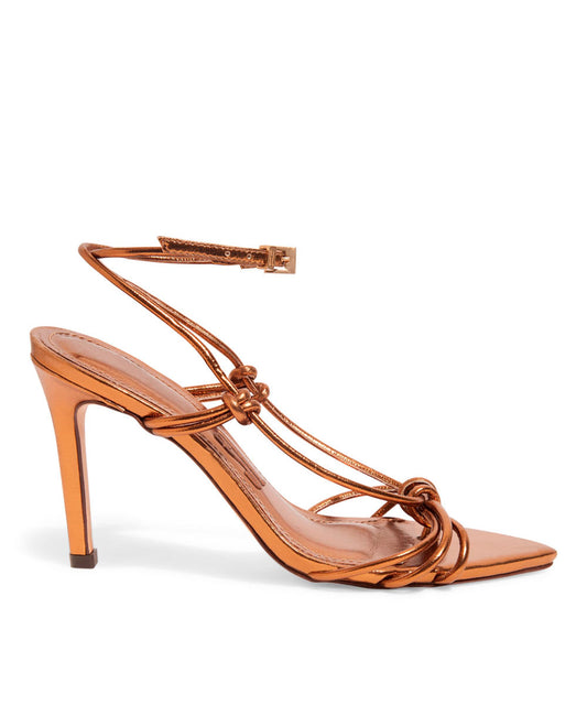 Sandália Santa Lolla Bronze Metalizado Nó Tiras Entrelaçadas