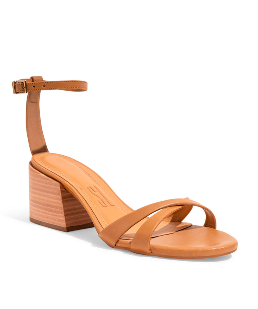 Sandália Santa Lolla Caramelo Salto Bloco Baixo