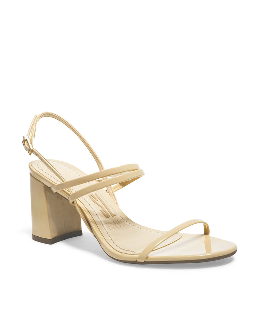 Sandália Santa Lolla Creme Verniz Salto Grosso