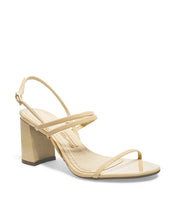 Sandália Santa Lolla Creme Verniz Salto Grosso