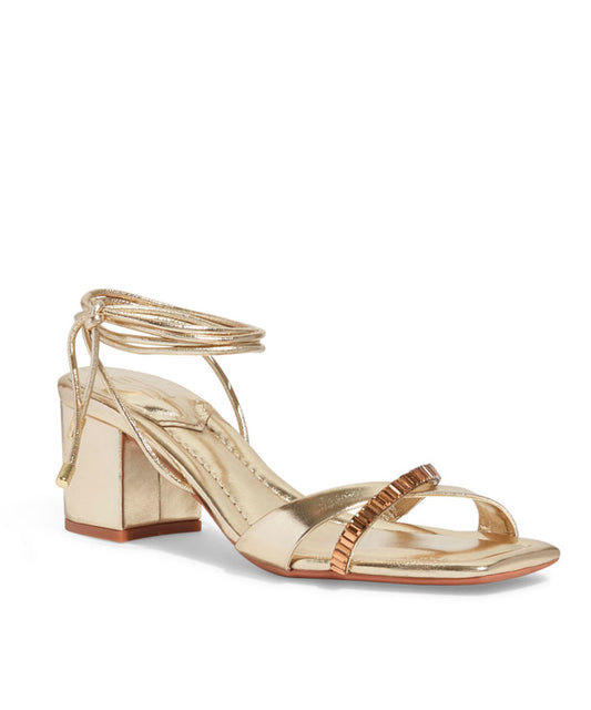 Sandália Santa Lolla Dourada Metalizada Amarração