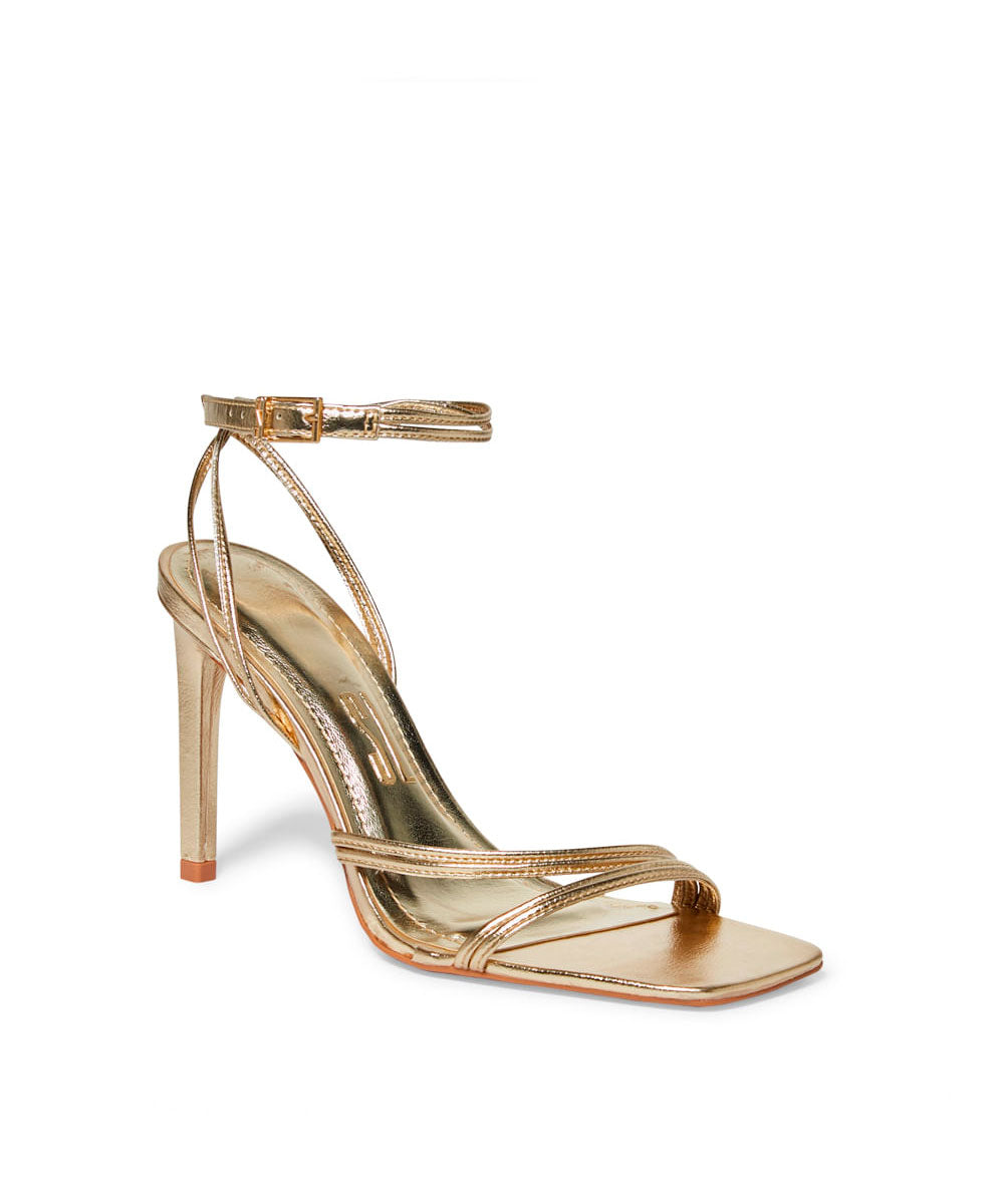 Sandália Santa Lolla Dourada Metalizada Salto Alto