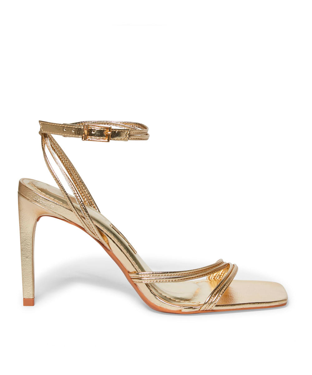 Sandália Santa Lolla Dourada Metalizada Salto Alto
