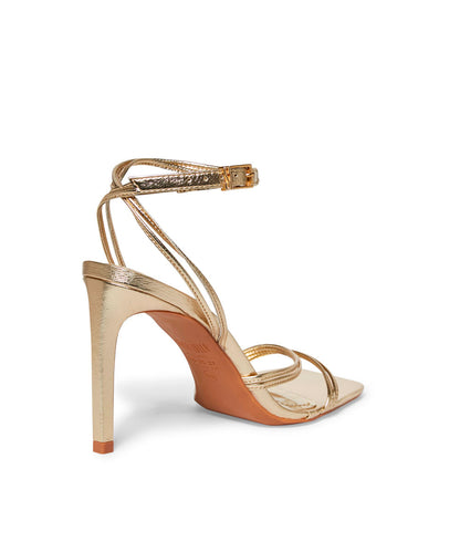 Sandália Santa Lolla Dourada Metalizada Salto Alto