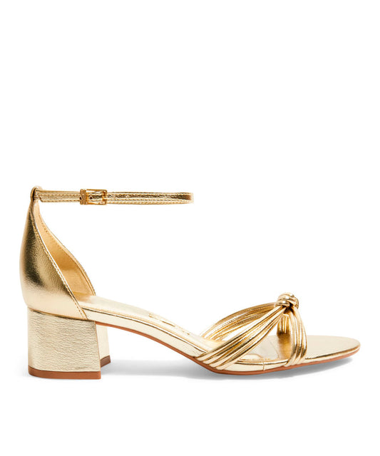 Sandália Santa Lolla Dourada Metalizada Salto Baixo Tiras NóÓ