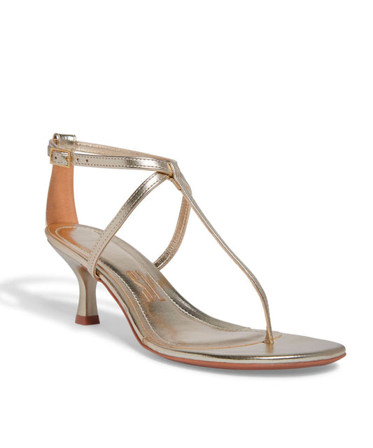 Sandália Santa Lolla Dourada Metalizada Salto Baixo