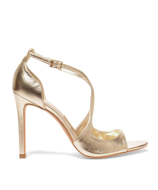Sandália Santa Lolla Dourada Metalizada Salto Fino