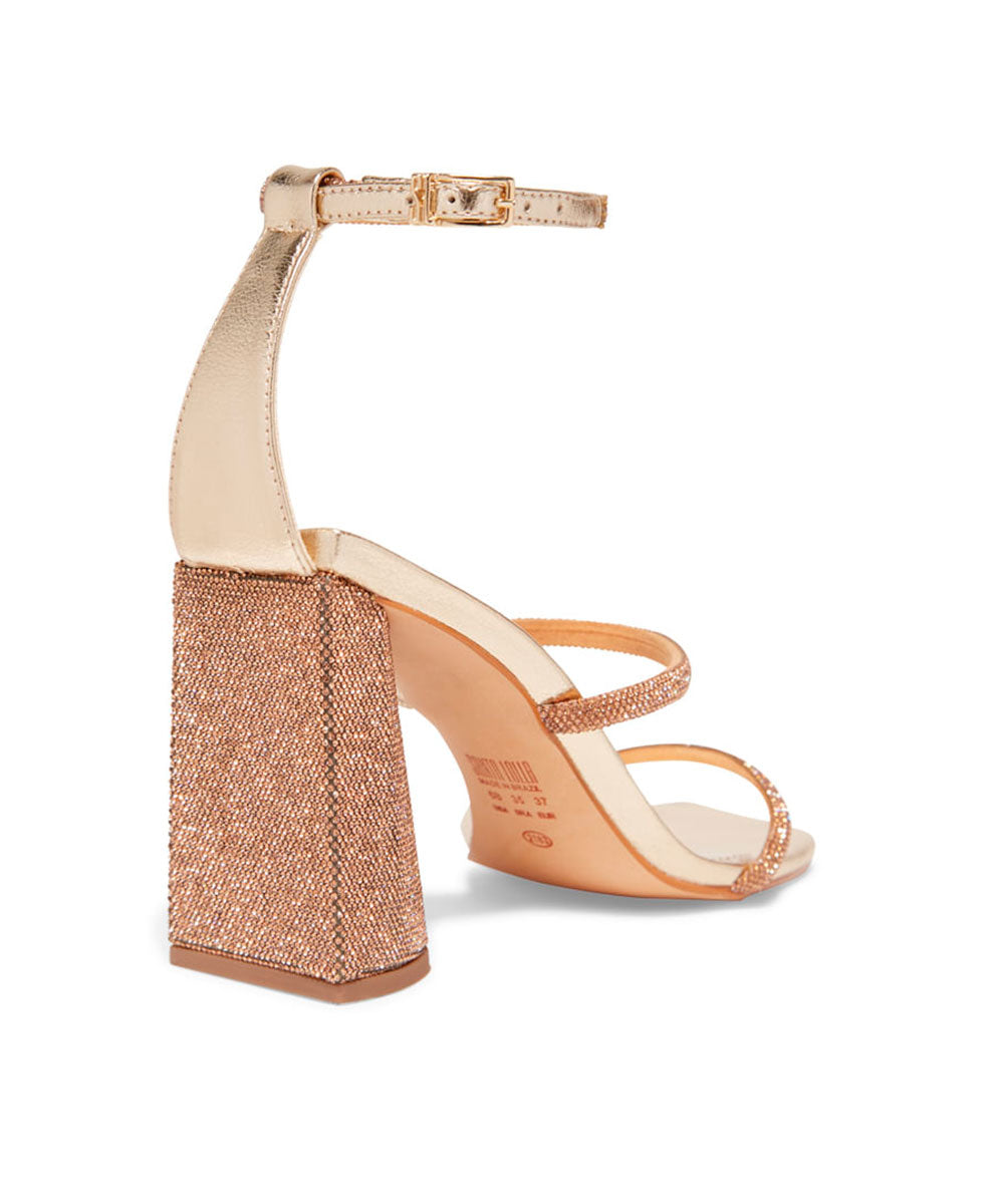 Sandália Santa Lolla Dourada Metalizada Salto Strass