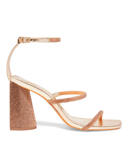 Sandália Santa Lolla Dourada Metalizada Salto Strass