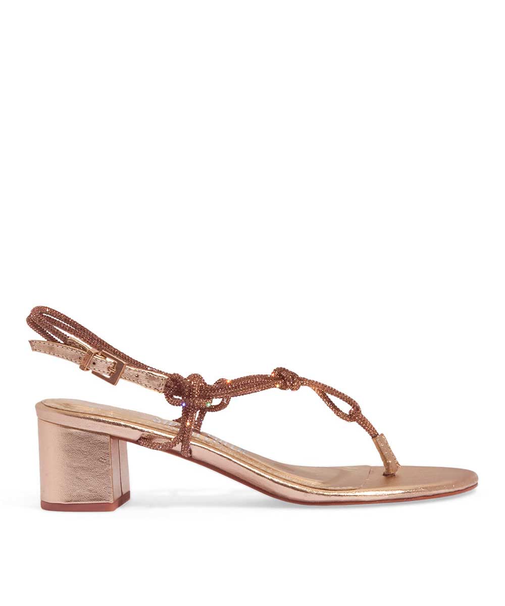 Sandália Santa Lolla Dourada Metalizada Strass