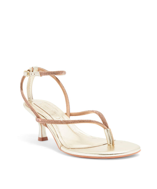 Sandália Santa Lolla Dourada Metalizada Tiras Strass